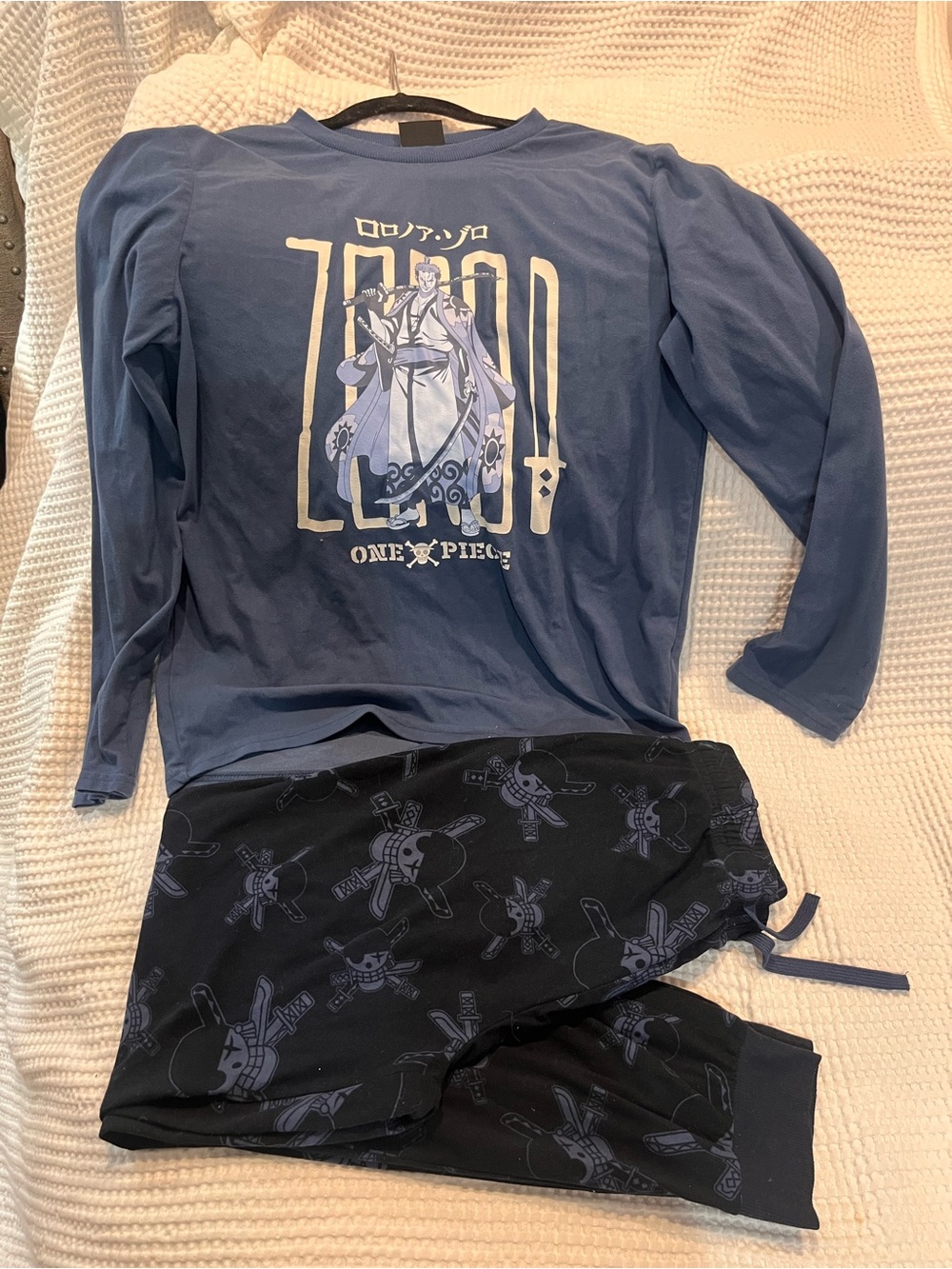 One Piece Roronoa Zoro Graphic Lounge Set - Blue Top & Black Joggers